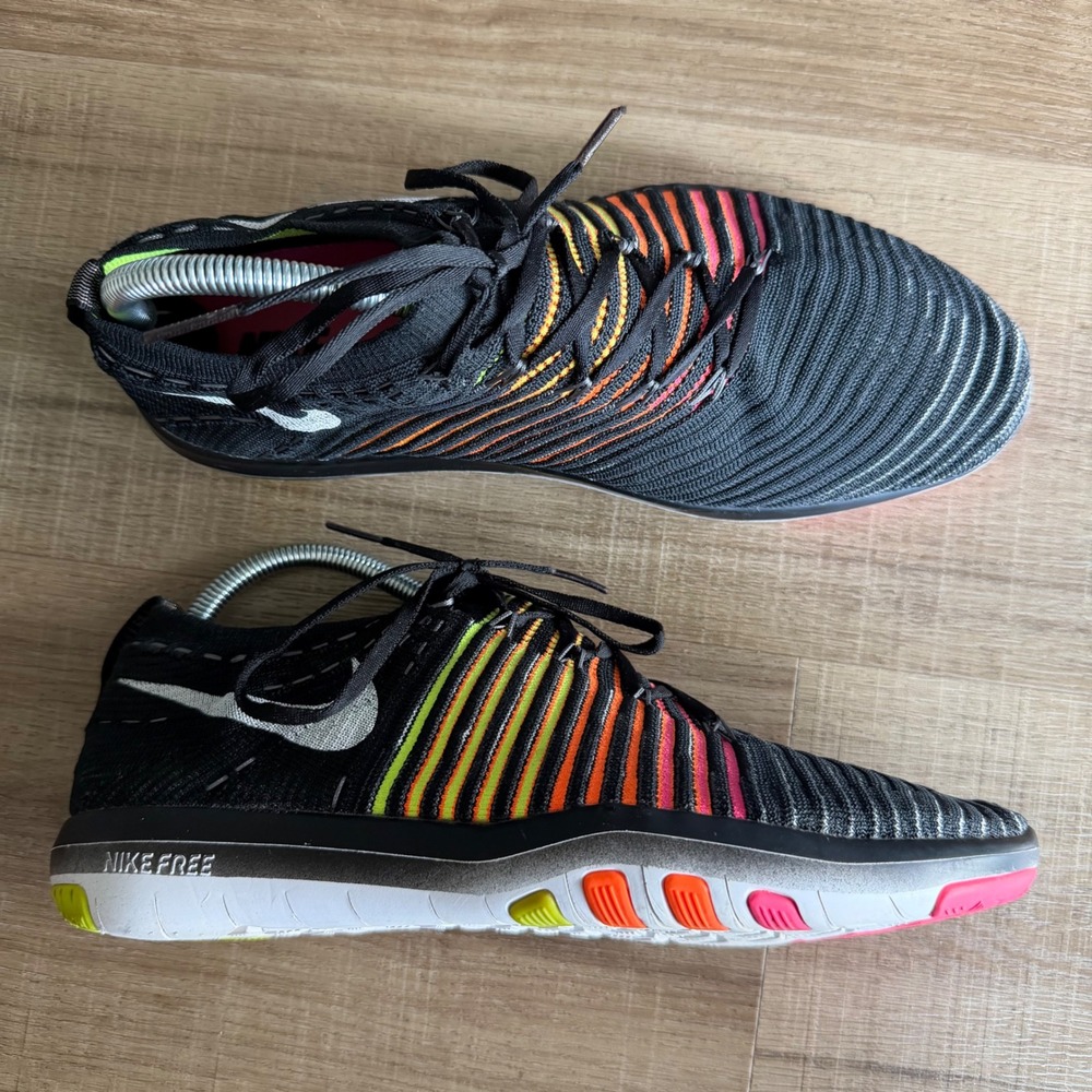 Nike Free TR Focus Flyknit Womens 10.5 Black Multi 843990-999 Training Shoe